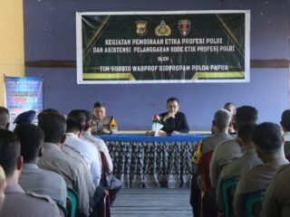 Propam Polda Papua Gelar Pembinaan Etika Profesi dan Asistensi Pelanggaran Kode Etik Profesi Polri di Polres Supiori