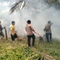 Cegah Api Meluas, Polsek Kurik Bersinergi dengan TNI dan Warga Tangani Karhutla
